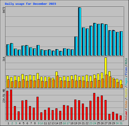 Daily usage for December 2023