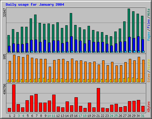 Daily usage for January 2004