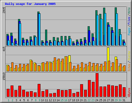 Daily usage for January 2005