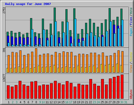 Daily usage for June 2007