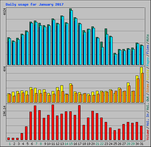 Daily usage for January 2017