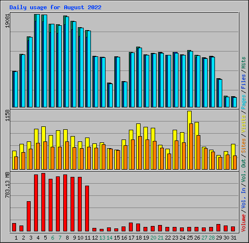 Daily usage for August 2022