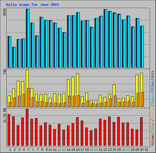 Daily usage for June 2021