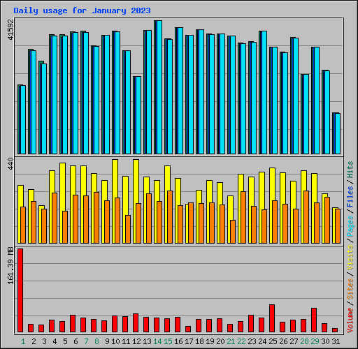 Daily usage for January 2023