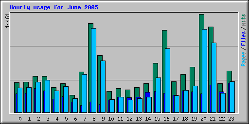 Hourly usage for June 2005