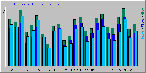 Hourly usage for February 2006