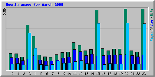 Hourly usage for March 2008