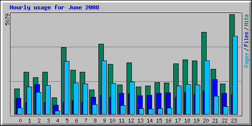 Hourly usage for June 2008