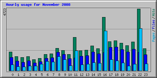 Hourly usage for November 2008