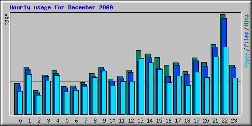 Hourly usage for December 2009