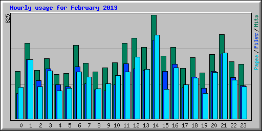 Hourly usage for February 2013