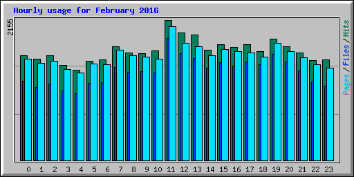 Hourly usage for February 2016